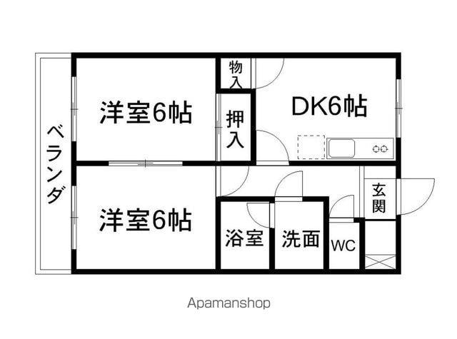 センターパレス(2DK/1階)の間取り写真