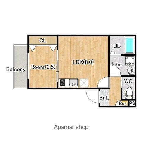 メゾンヤナギカゲ(1LDK/1階)の間取り写真