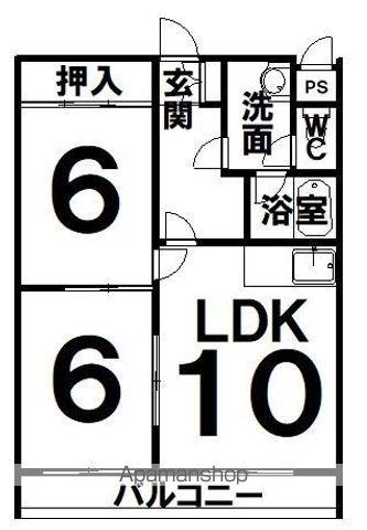 171マンションB棟(2LDK/1階)の間取り写真