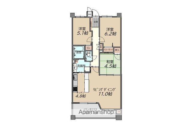 アメニティ南草津6(3LDK/2階)の間取り写真