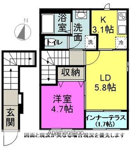 DAYR 庄内(1LDK/2階)の間取り写真