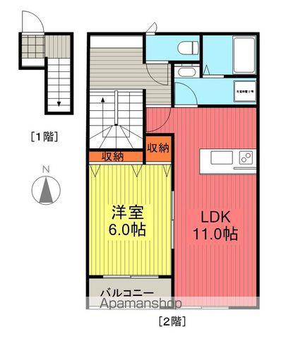 カサメント ベラ ノッテ(1LDK/2階)の間取り写真
