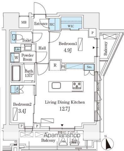 シーズンフラッツ浅草六丁目(2LDK/11階)の間取り写真