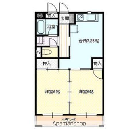 リバーサイド山岸(2DK/3階)の間取り写真