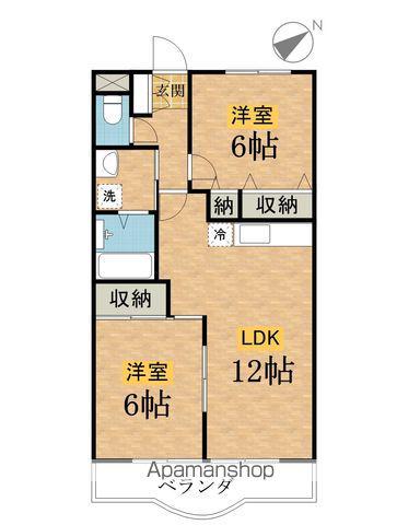 緑山ハイツC(2LDK/2階)の間取り写真