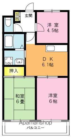 メゾンシャインⅡ(3DK/2階)の間取り写真