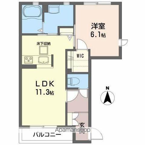 ヴィラーチェ・カネデン(1LDK/1階)の間取り写真
