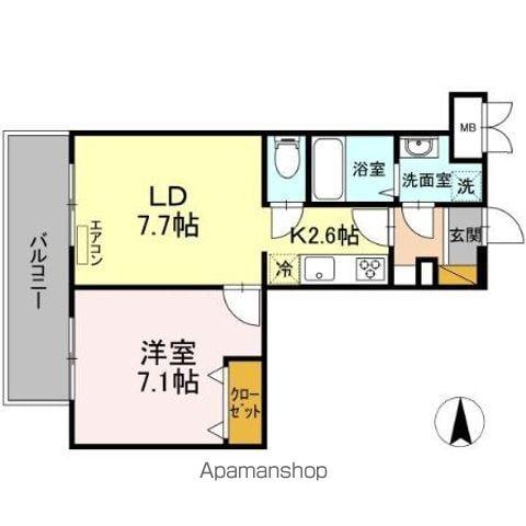 LIGHT HOUSE(1LDK/7階)の間取り写真