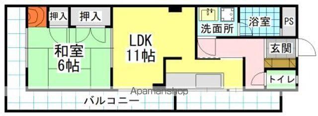 グランドハイツ赤坂(1LDK/4階)の間取り写真