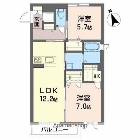 ベレオ新屋敷(2LDK/3階)の間取り写真
