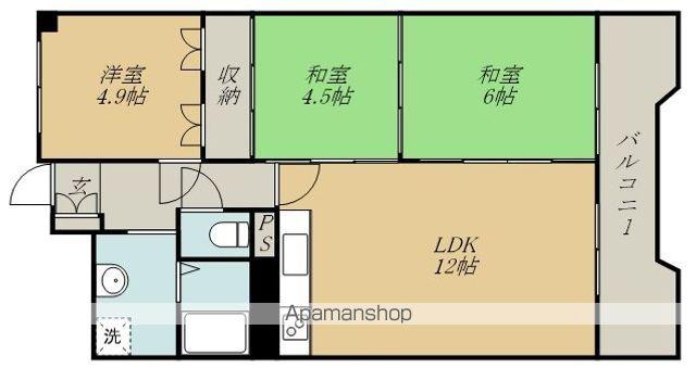 東九番丁パークマンション(3LDK/5階)の間取り写真