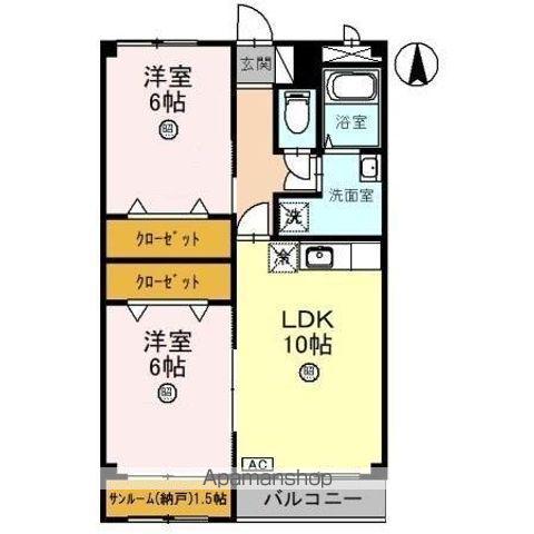 フローラSATI(2LDK/2階)の間取り写真