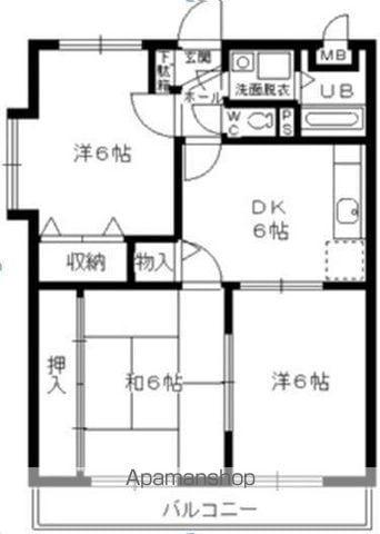 ボヌール大門(3DK/2階)の間取り写真