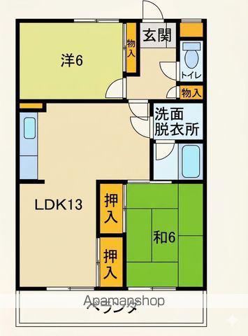 Nビル向陽館(2LDK/1階)の間取り写真