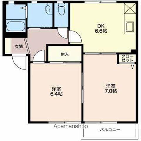 サンハイムヤマト1(2DK/2階)の間取り写真