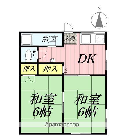 コーポ岡庭A棟(2DK/2階)の間取り写真