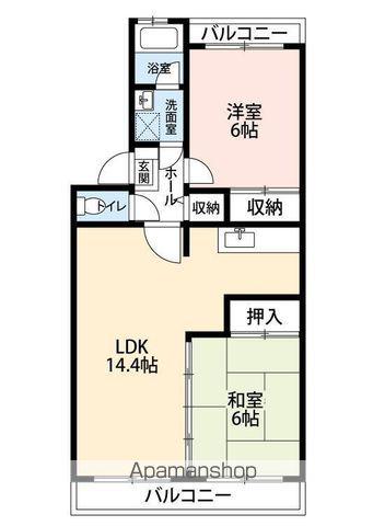 ロイヤルグリーン八千代2号棟(2LDK/2階)の間取り写真