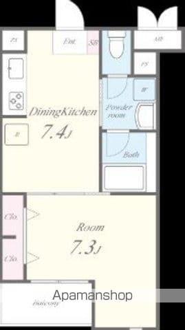 TREES2(1DK/2階)の間取り写真