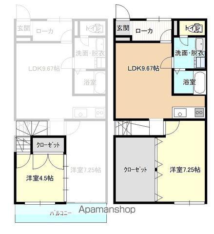 ウインフォールTAMA(1LDK/1階)の間取り写真