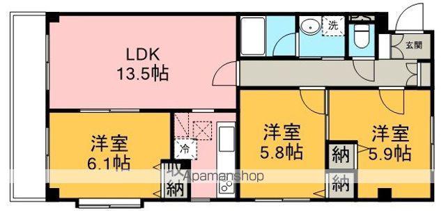 シャインヒルⅢ(3LDK/1階)の間取り写真