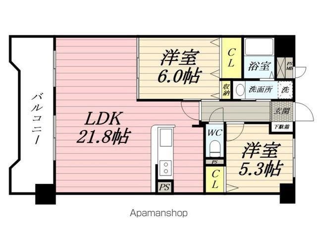 スカイレジデンシア山王(2LDK/7階)の間取り写真