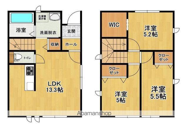 東北新幹線 郡山駅(福島) バス乗車時間：25分 台新東バス停で下車 徒歩2分 2階建 築2年(3LDK)の間取り写真