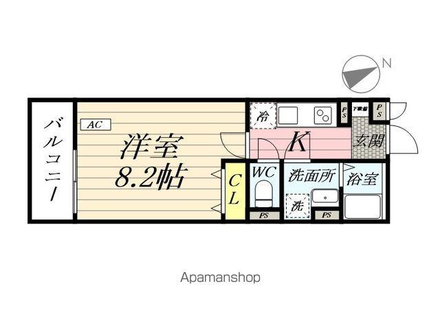 IXO 笠間Ⅱ(1K/3階)の間取り写真
