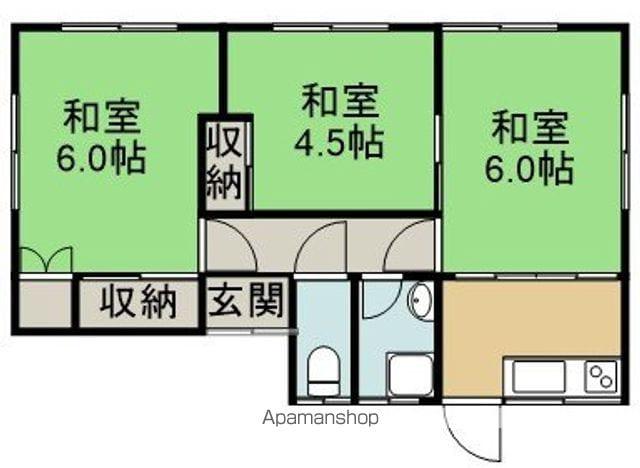 芸備線 向原駅(広島) 徒歩83分 1階建 築55年(3K)の間取り写真