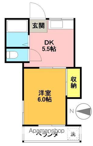 グリーンハイツ羽根木(1DK/2階)の間取り写真
