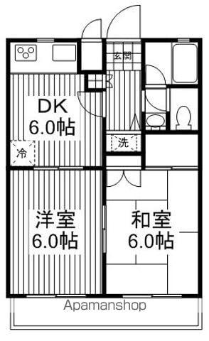 グリーンパレス(2DK/2階)の間取り写真