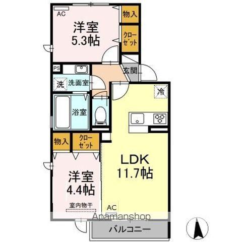 G・プレックスⅡ(2LDK/2階)の間取り写真