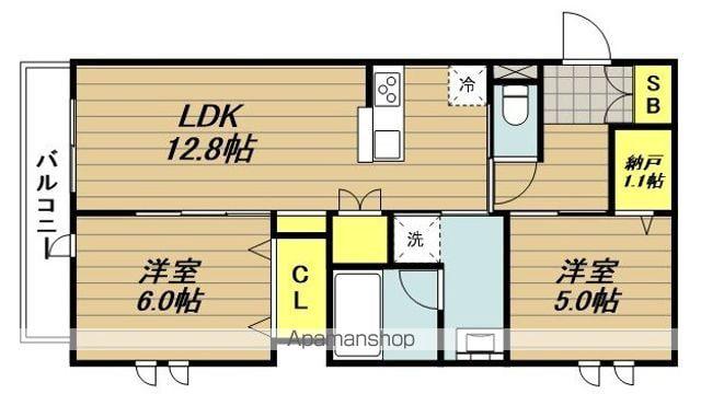 ミレ・ヴェルデ(2LDK/2階)の間取り写真