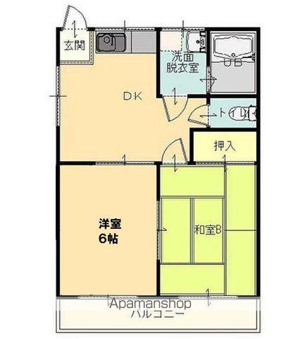 ハイツ館 A(2DK/2階)の間取り写真