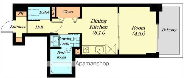 テトラ向陽(1DK/2階)の間取り写真