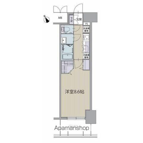 パルティール名西(1K/15階)の間取り写真