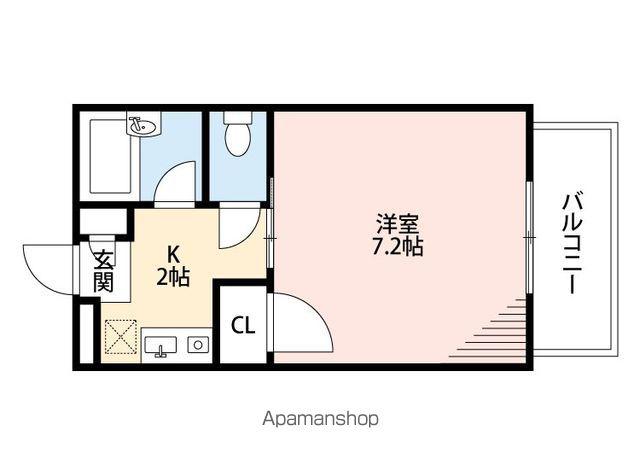 クレール三山(1K/2階)の間取り写真
