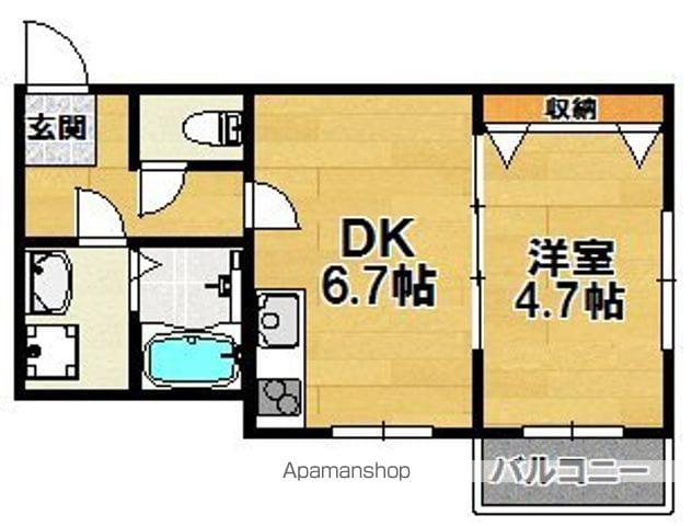 サンアーク北野田(1DK/1階)の間取り写真
