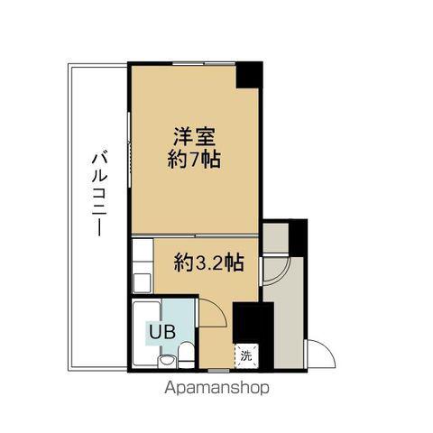 館パートⅡ(1DK/3階)の間取り写真