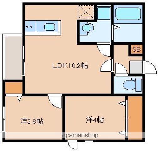 カトレア板付(2LDK/1階)の間取り写真