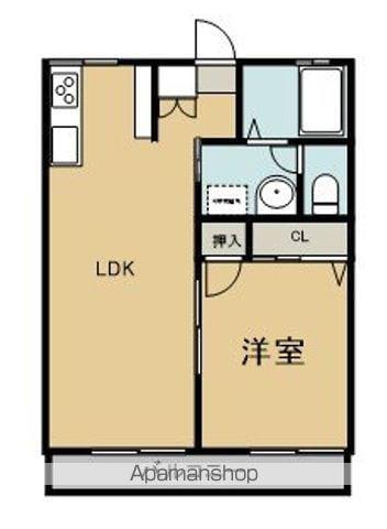 ダイアモンダスト(1LDK/1階)の間取り写真
