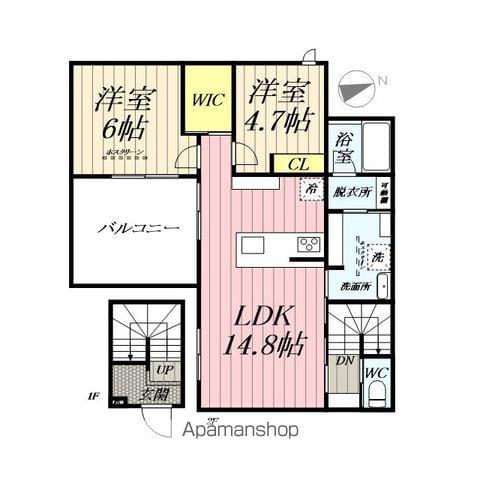 JANVIER-YASHIO(2LDK/2階)の間取り写真