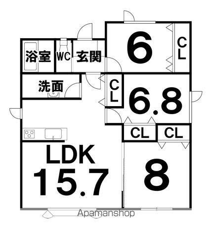 根室本線 帯広駅 徒歩53分 1階建 築1年(3LDK)の間取り写真