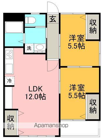 るーじーハイム8(2LDK/1階)の間取り写真