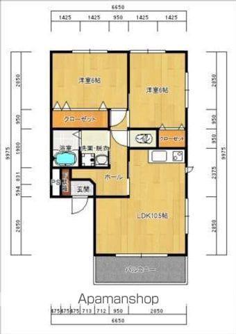 末吉大丸マンションB棟(2LDK/2階)の間取り写真