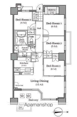 ザ・レジデンス本牧 横浜ベイサイド(4LDK/5階)の間取り写真
