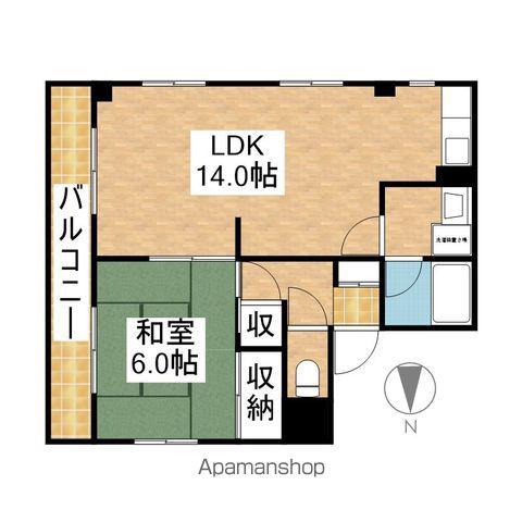 コーポ宮鍵(1LDK/4階)の間取り写真