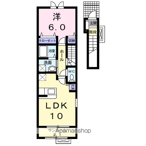 オリオンエアポートA(1LDK/2階)の間取り写真