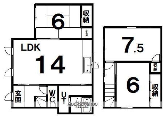 根室本線 武佐駅(北海道) 徒歩56分 2階建 築54年(3LDK)の間取り写真