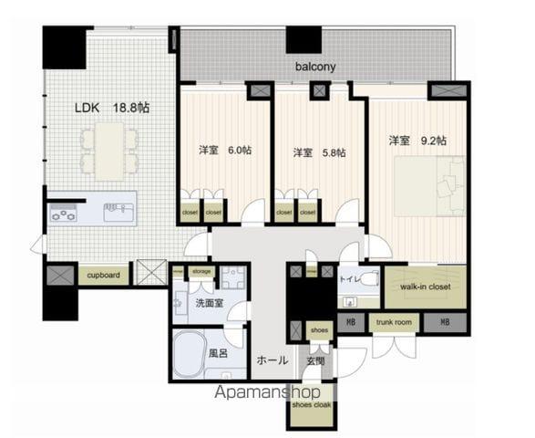 ブランズ千代田富士見(3LDK/3階)の間取り写真