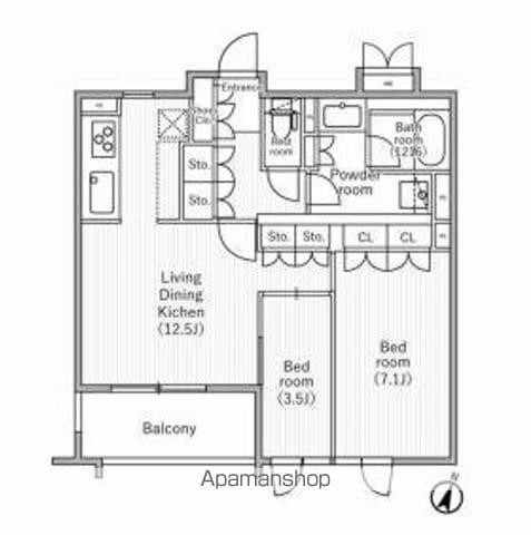 NIDO SAKURAGAOKA(2LDK/4階)の間取り写真